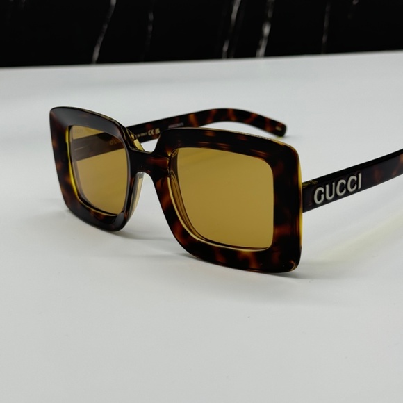 NEW GG1718S 002 GUCCI HAVANA YELLOW SQUARE WOMEN GUCCI SUNGLASSES - Picture 5 of 11